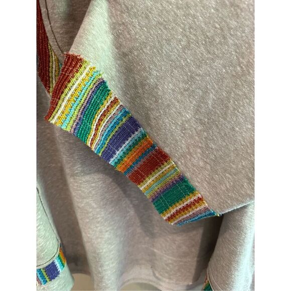 Size 1X Easel Los Angeles Peace Sign Patch Terry Soft Wash Tunic Top in Oatmeal - Picture 7 of 9